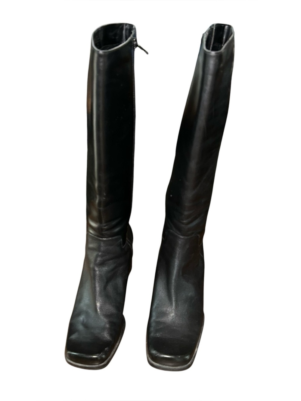 Westies Alexein Black Knee High Boots Women’s‎ Size 8M Leather Zip Block Heel - Picture 4 of 10